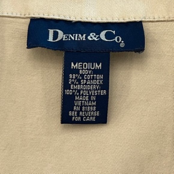 Denim Co Tan Jacket Floral Embroidery on Collar BOHO‎ Hippie COTTAGECORE Medium - Picture 11 of 16